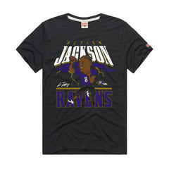 Baltimore Ravens Lamar Jackson Homage Unisex Caricature Player Graphic Tri-Blend T-Shirt