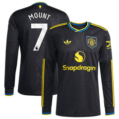 Mason Mount Manchester United 2025/26 Third Replica Long Sleeve Player Jersey Black - Adidas