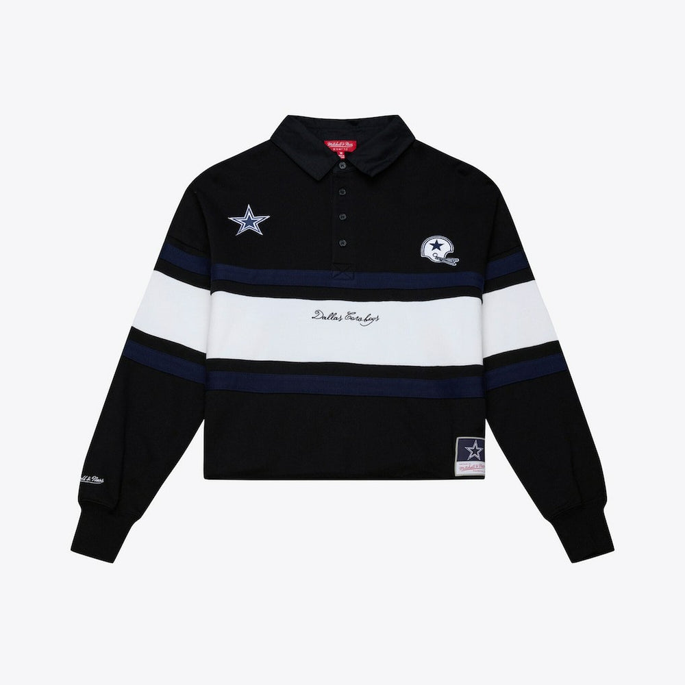 Dallas Cowboys Mitchell & Ness Women's Cropped Long Sleeve Rugby Polo