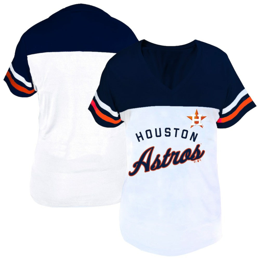 Houston Astros Profile Women's Plus Size Two-Stripe V-Neck T-Shirt | MLB Shop