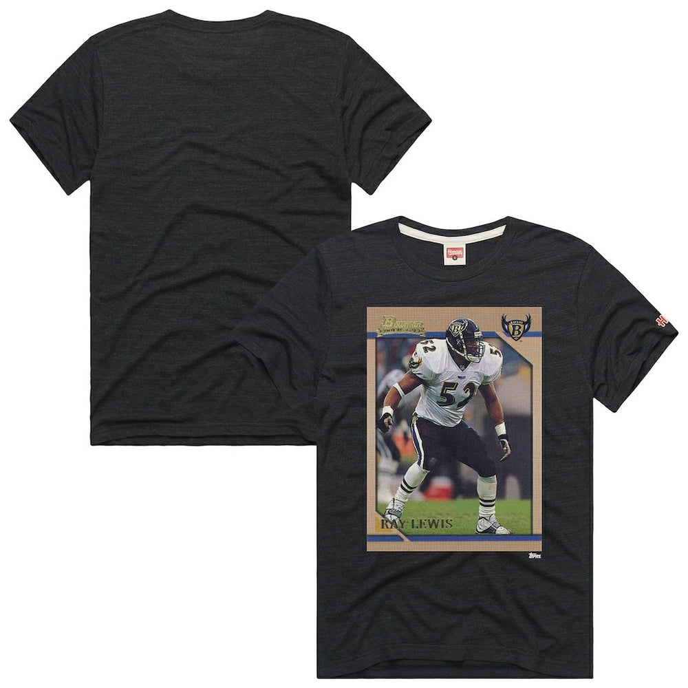 Baltimore Ravens Ray Lewis Homage Unisex NFL Topps Trading Card Tri-Blend T-Shirt