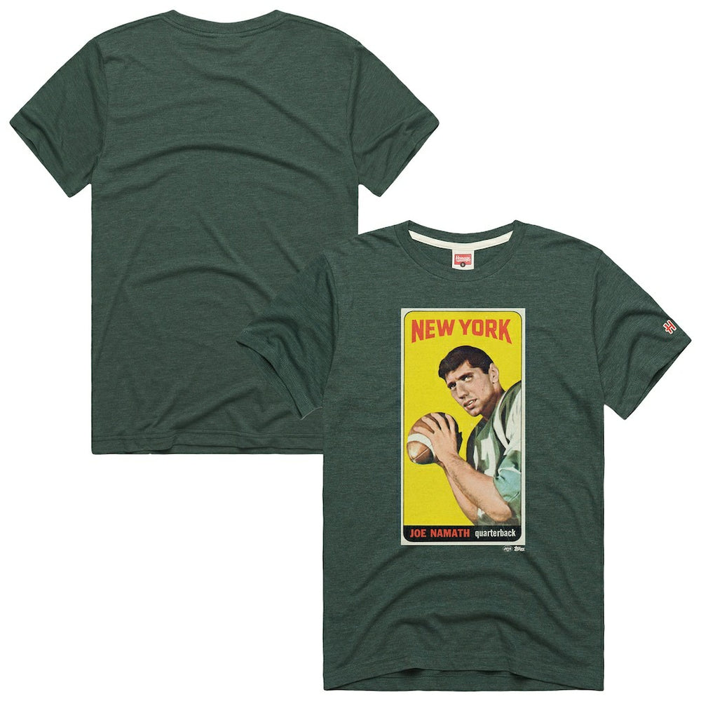 New York Jets Joe Namath Homage Unisex NFL Topps Trading Card Tri-Blend T-Shirt