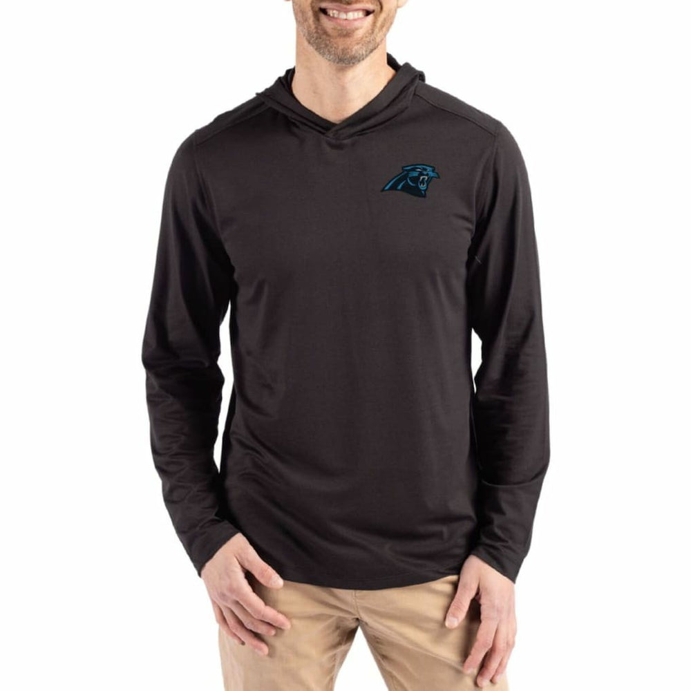 Carolina Panthers Cutter & Buck Coastline Epic Comfort Eco Recycled Long Sleeve Hoodie T-Shirt