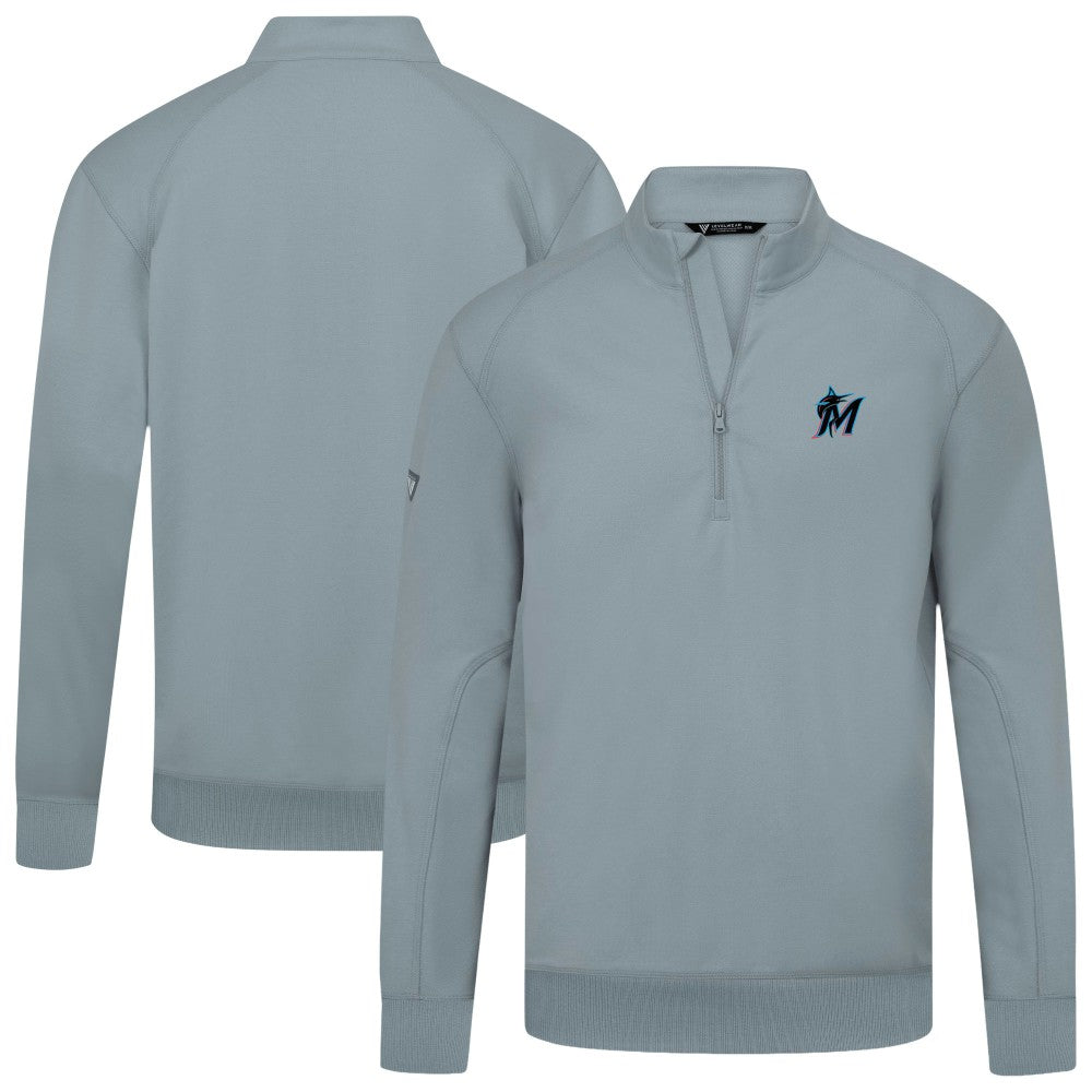 Miami Marlins Levelwear Upright Insignia Tri-Blend Quarter-Zip Pullover | MLB Sale