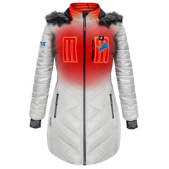 Detroit Lions ActionHeat Women's 5V Battery Heated Long Puffer Full-Zip Hoodie Jacket