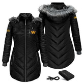 Washington Commanders ActionHeat Women's 5V Battery Heated Long Puffer Full-Zip Hoodie Jacket