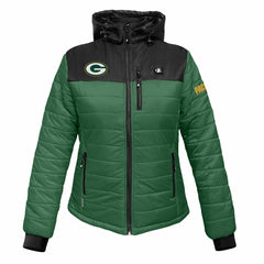 Green Bay Packers ActionHeat Women's 5V Battery Heated Insulated Puffer Full-Zip Jacket