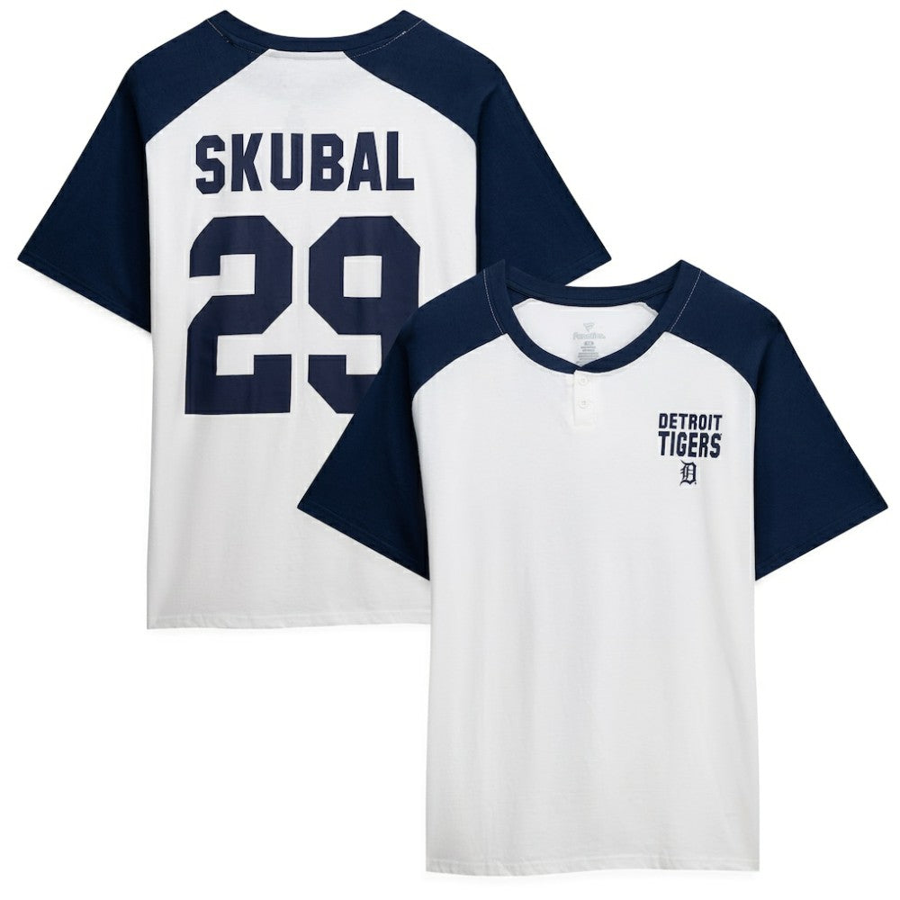 Tarik Skubal Detroit Tigers Profile Women's Plus Size Name & Number Raglan Henley T-Shirt | MLB US