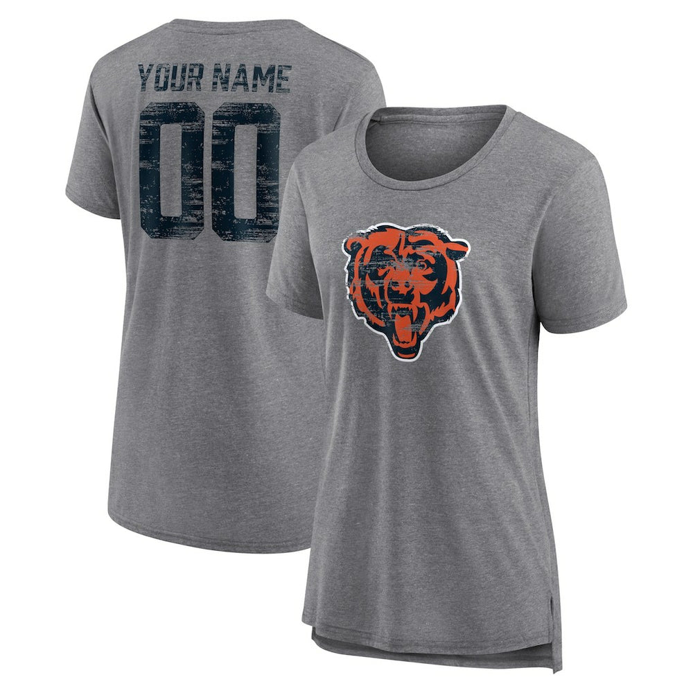 Chicago Bears Women's Heritage Custom Name & Number Tri-Blend T-Shirt