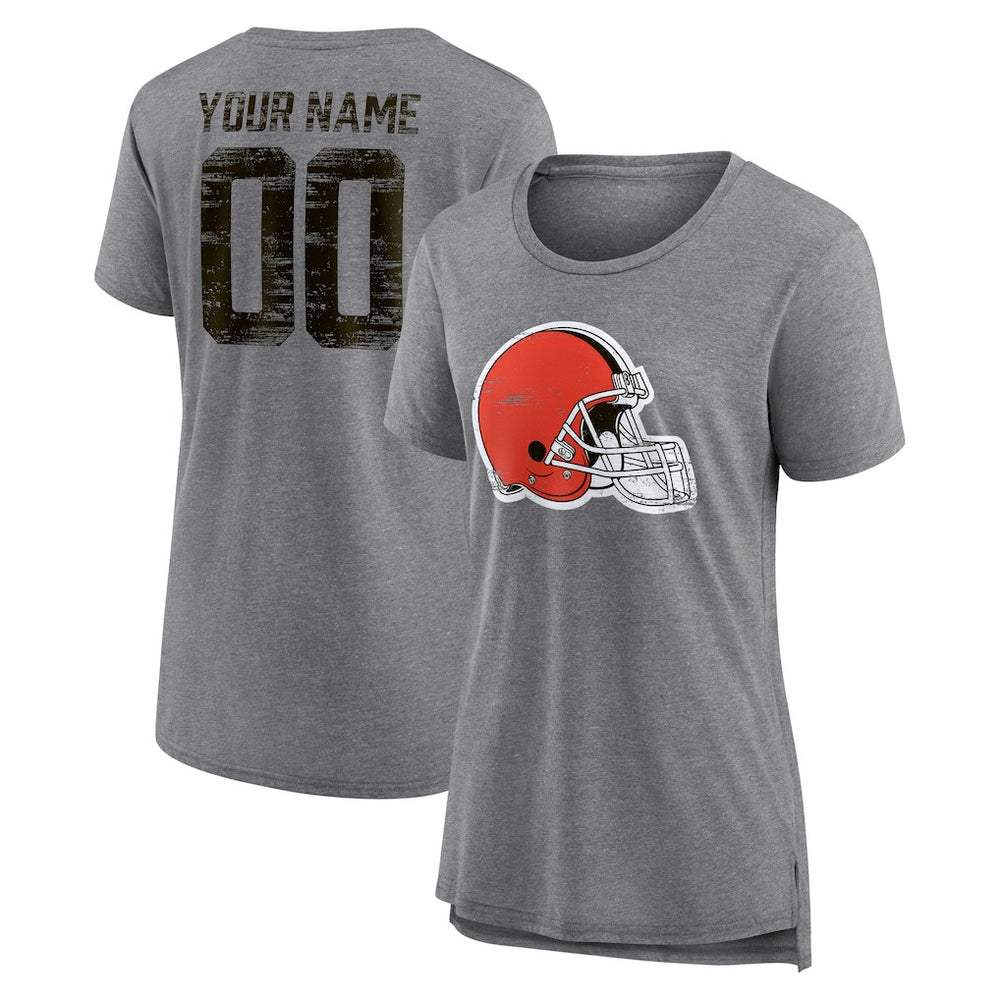 Cleveland Browns Women's Heritage Custom Name & Number Tri-Blend T-Shirt