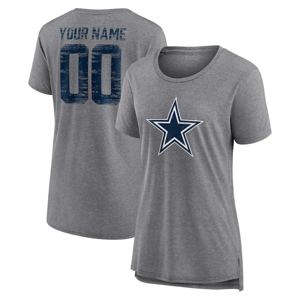 Dallas Cowboys Women's Heritage Custom Name & Number Tri-Blend T-Shirt