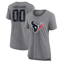 Houston Texans Women's Heritage Custom Name & Number Tri-Blend T-Shirt
