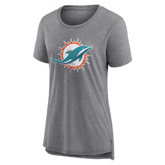 Miami Dolphins Women's Heritage Custom Name & Number Tri-Blend T-Shirt