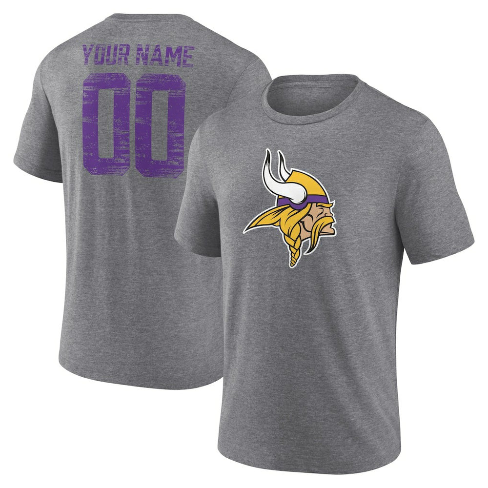 Minnesota Vikings Heritage Custom Name & Number Tri-Blend T-Shirt