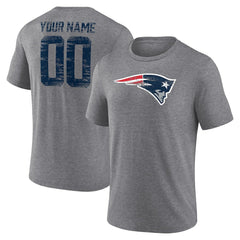 New England Patriots Heritage Custom Name & Number Tri-Blend T-Shirt