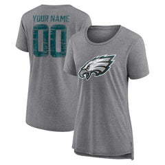Philadelphia Eagles Women's Heritage Custom Name & Number Tri-Blend T-Shirt