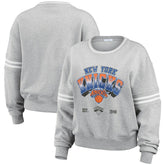 New York Knicks WEAR by Erin Andrews Women's Sleeve Stripe Fleece Crewneck Sweatshirt Online