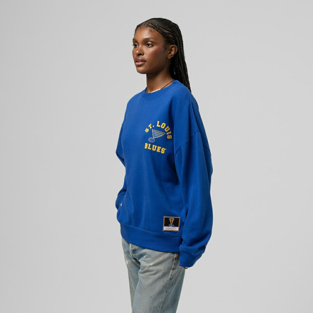 St. Louis Blues Mitchell & Ness Women's Vintage Crewneck Sweatshirt Discount