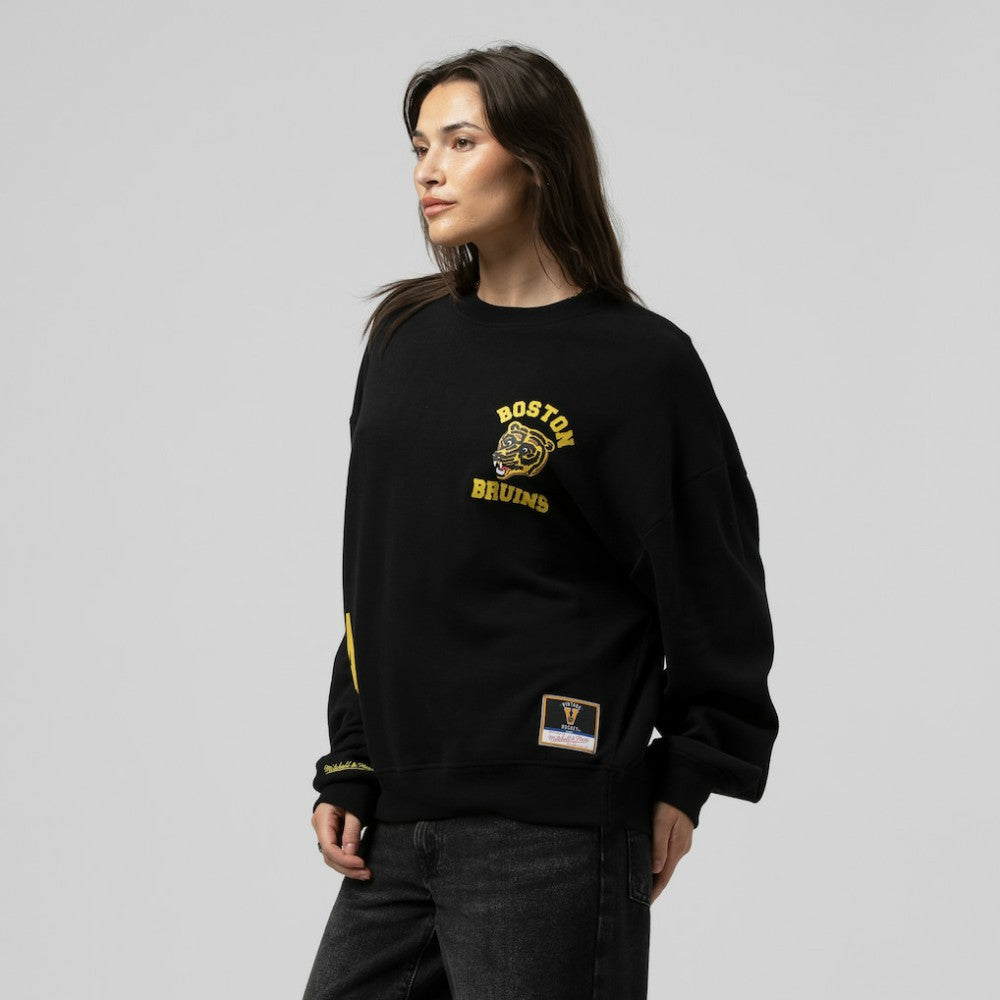 Boston Bruins Mitchell & Ness Women's Vintage Crewneck Sweatshirt For Sale