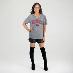 Tampa Bay Buccaneers Gameday Couture Women's Relaxed Iconic Edge Rhinestone V-Neck T-Shirt