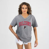 Atlanta Falcons Gameday Couture Women's Relaxed Iconic Edge Rhinestone V-Neck T-Shirt