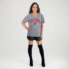 Atlanta Falcons Gameday Couture Women's Relaxed Iconic Edge Rhinestone V-Neck T-Shirt