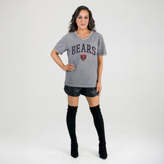 Chicago Bears Gameday Couture Women's Relaxed Iconic Edge Rhinestone V-Neck T-Shirt