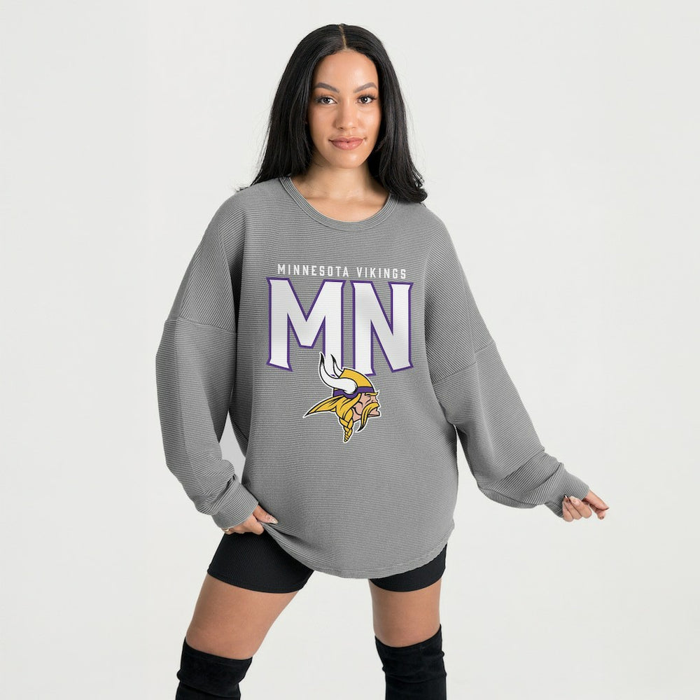 Minnesota Vikings Gameday Couture Women's Oversized Pure Motion Corded Sweatshirt