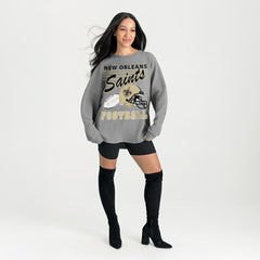 New Orleans Saints Gameday Couture Women's Oversized Sweet Victory Corded Sweatshirt
