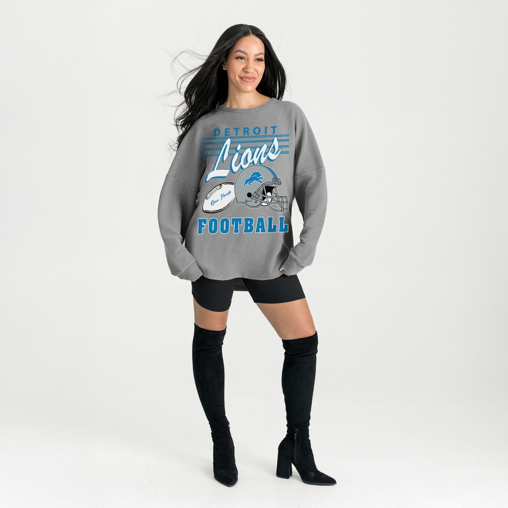 Detroit Lions Gameday Couture Women's Oversized Sweet Victory Corded Sweatshirt