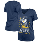 Milwaukee Brewers New Era Women's Little Miss 2 V-Neck T-Shirt | MLB For sale