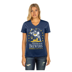 Milwaukee Brewers New Era Women's Little Miss 2 V-Neck T-Shirt | MLB For sale