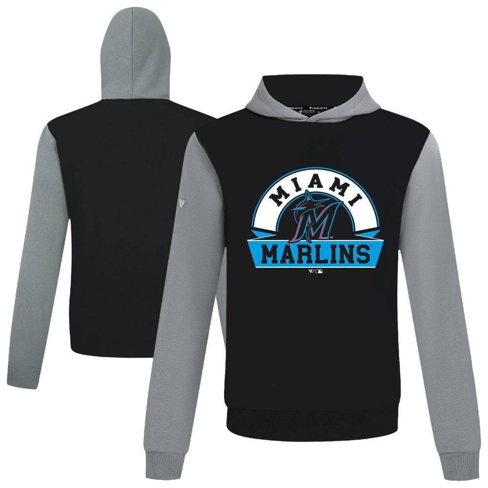 Miami Marlins Levelwear Throwback Ultimate Banner Arch Hoodie | MLB Outlet