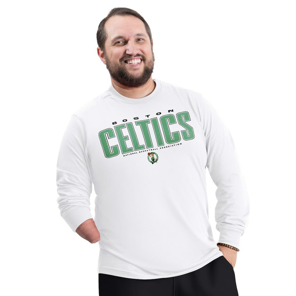 Boston Celtics G-III Sports by Carl Banks Adaptive Printed Mesh Effect Long Sleeve T-Shirt New
