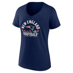 New England Patriots Drake Maye Women's Floral Name & Number V-Neck T-Shirt