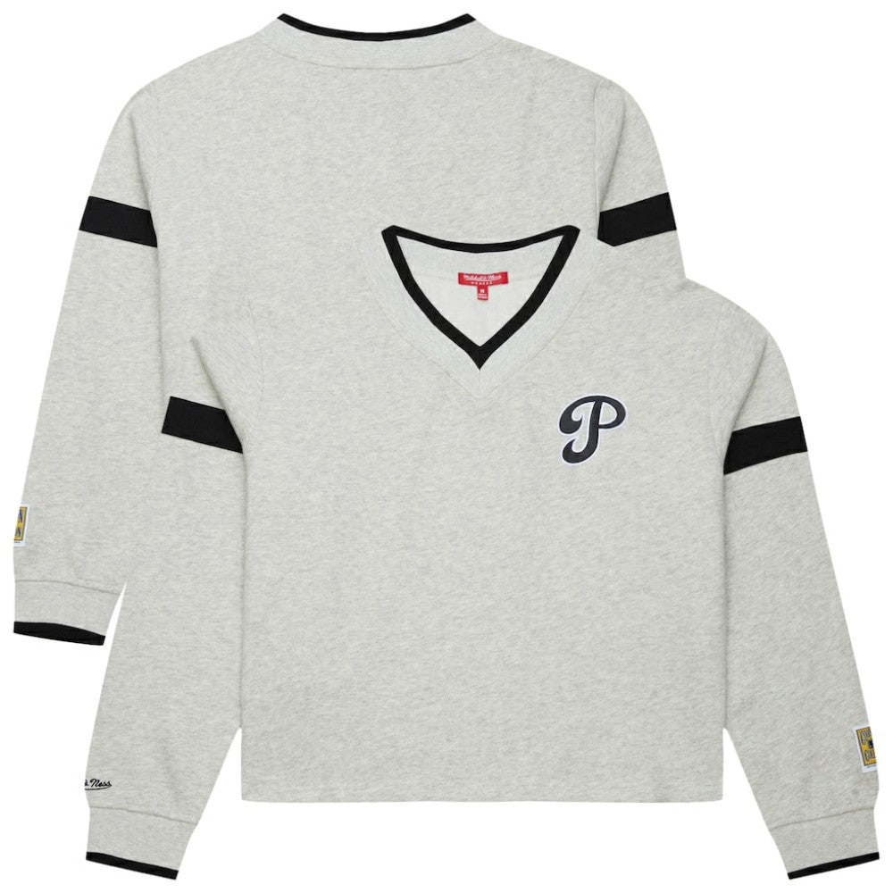 Philadelphia Phillies Mitchell & Ness Women's Cooperstown Collection V-Neck Cropped Toggle Sweatshirt | MLB On Sale