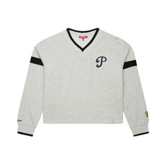 Philadelphia Phillies Mitchell & Ness Women's Cooperstown Collection V-Neck Cropped Toggle Sweatshirt | MLB On Sale