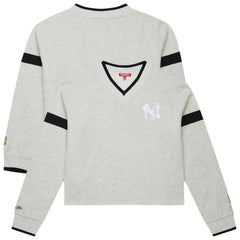 New York Yankees Mitchell & Ness Women's Cooperstown Collection V-Neck Cropped Toggle Sweatshirt | MLB Sale