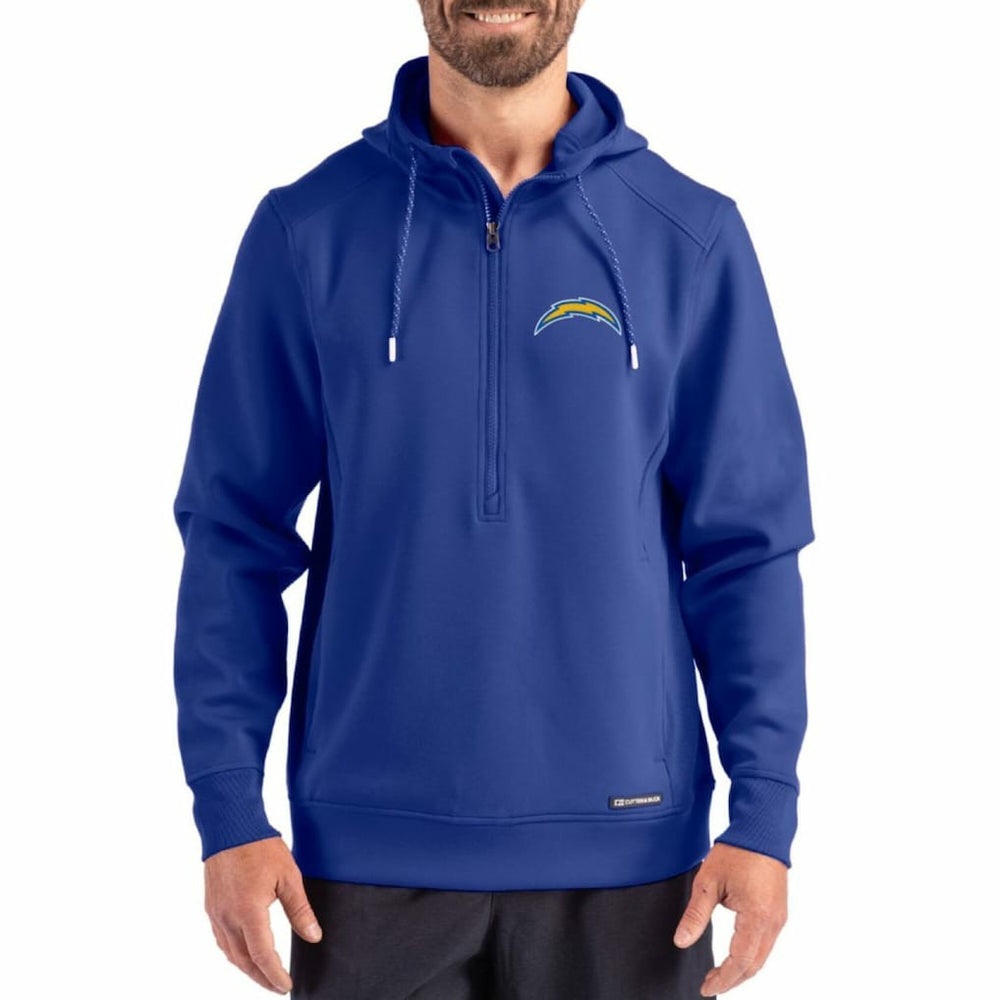 Los Angeles Chargers Cutter & Buck Roam Eco Half-Zip Recycled Pullover Hoodie