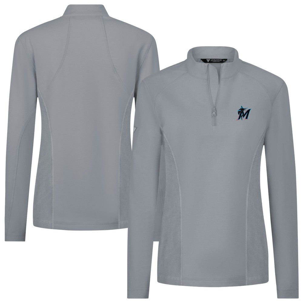 Miami Marlins Levelwear Women's Upright Insignia 2.0 Quarter-Zip Tri-Blend Top | MLB For sale