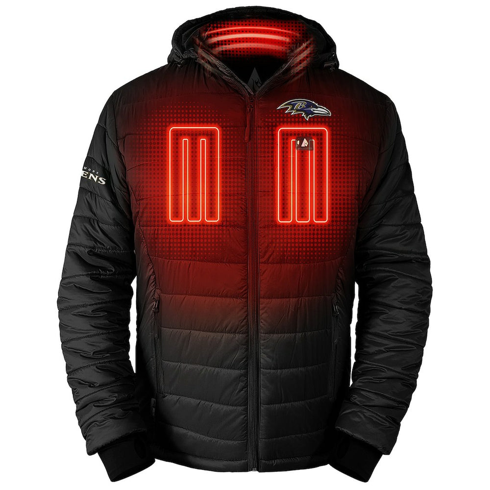 Baltimore Ravens ActionHeat 5V Battery Heated Full-Zip Hoodie Puffer Jacket
