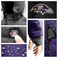 Baltimore Ravens ActionHeat 5V Battery Heated Full-Zip Hoodie Puffer Jacket