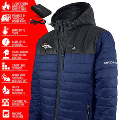 Denver Broncos ActionHeat 5V Battery Heated Colorblock Full-Zip Puffer Jacket