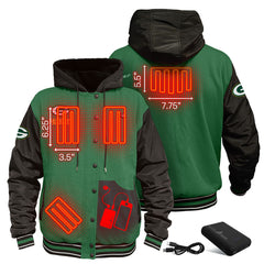 Green Bay Packers ActionHeat 5V Battery Heated Full-Snap Varsity Jacket
