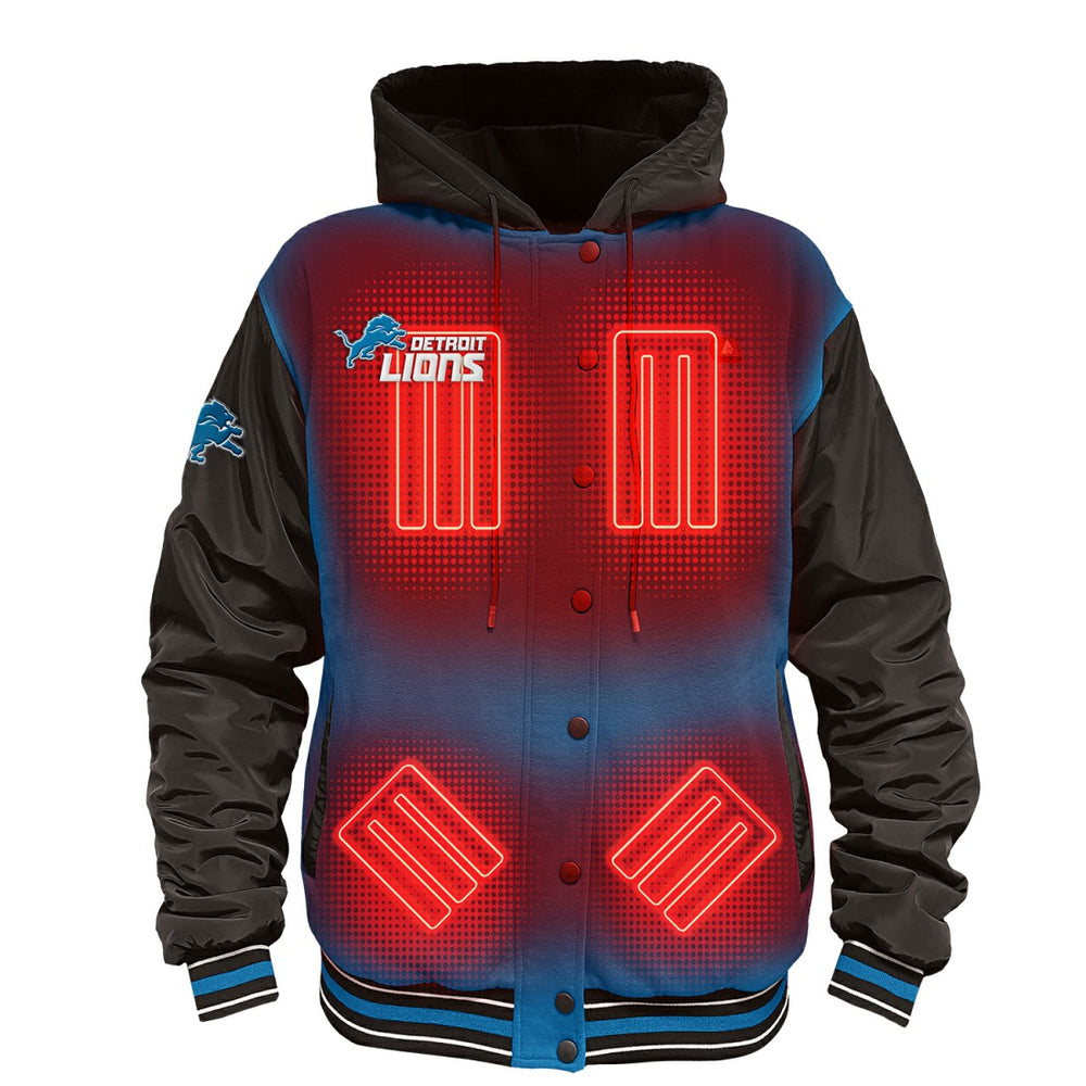 Detroit Lions ActionHeat 5V Battery Heated Full-Snap Varsity Jacket