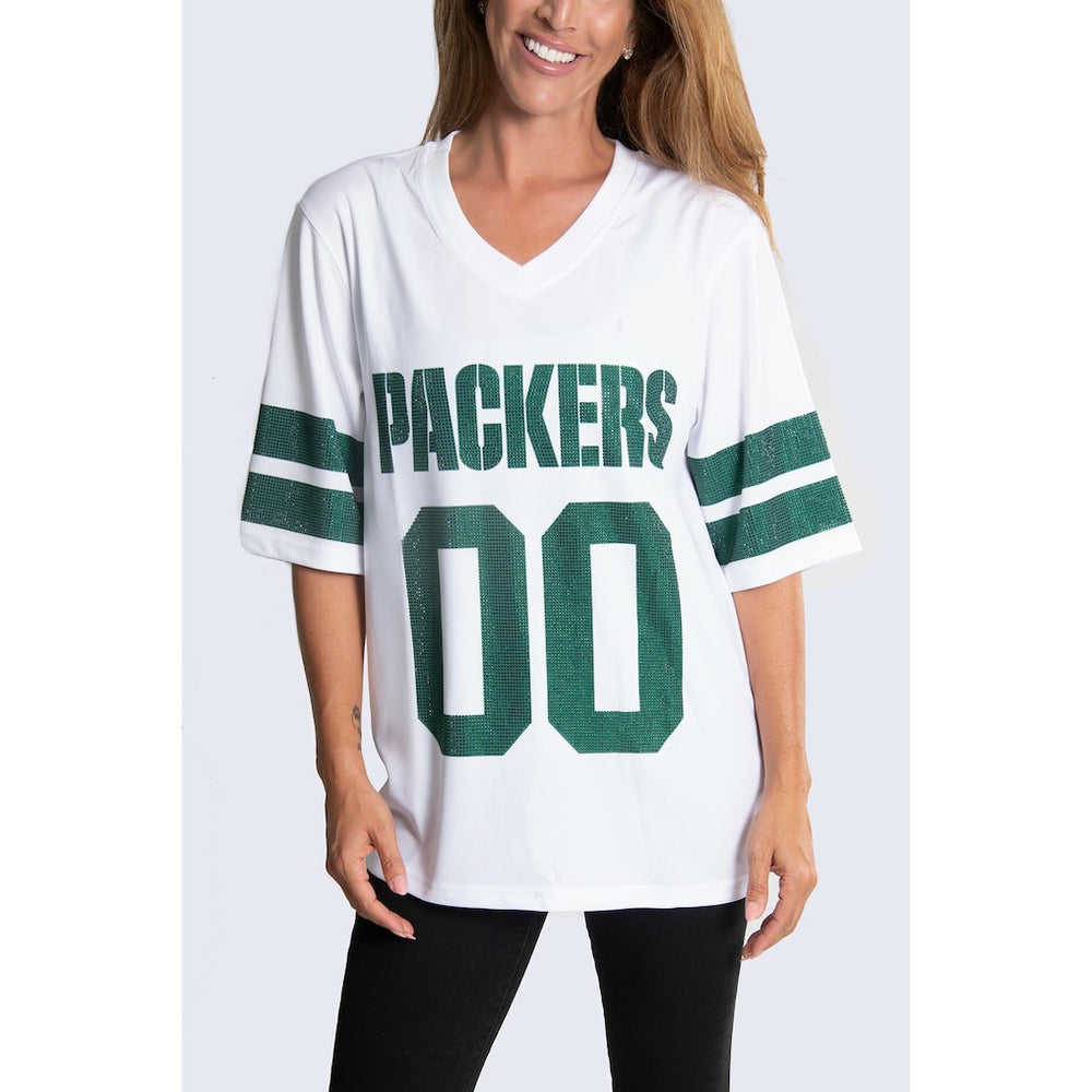 Green Bay Packers Cuce Women's Rhinestone V-Neck Tunic
