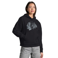 Chicago Blackhawks Starter Women's Rhinestone Relaxed Hoodie On Sale