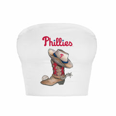 Philadelphia Phillies Tiny Turnip Women's Cowboy Boot Crop Tube Top | MLB Outlet