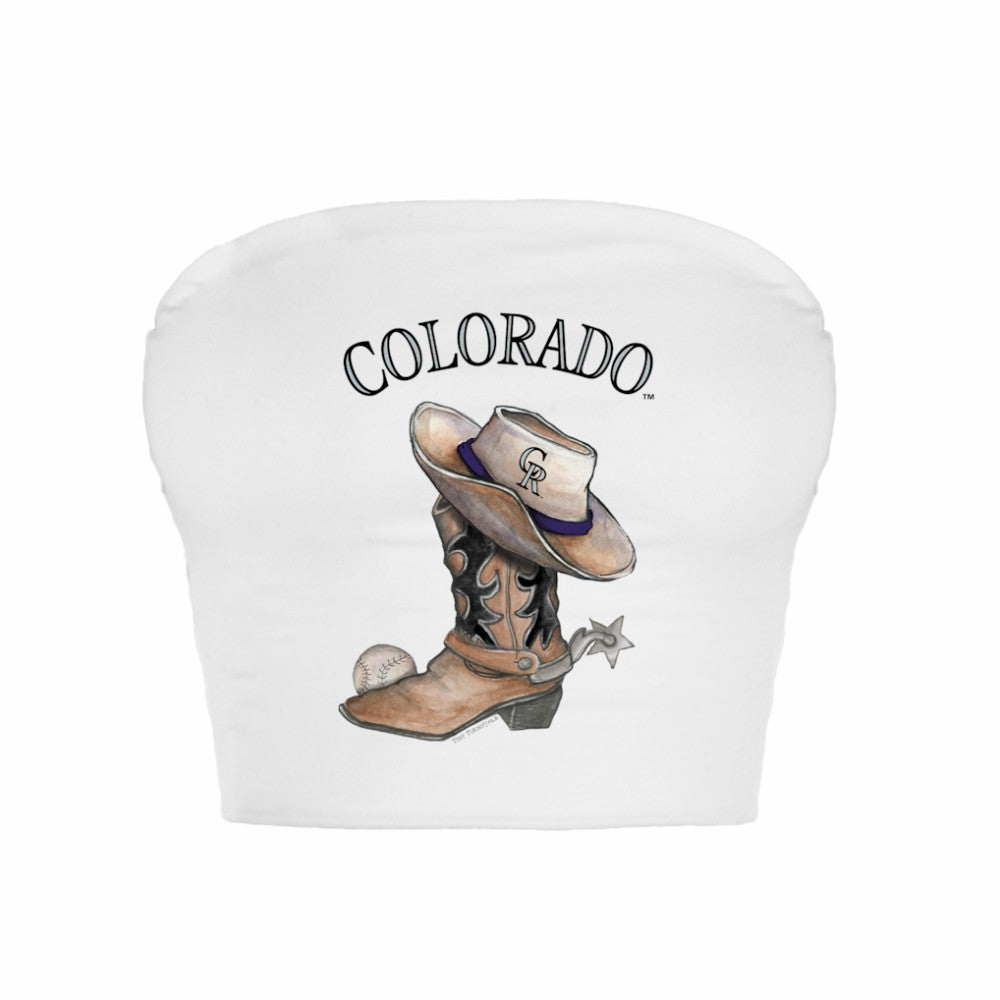 Colorado Rockies Tiny Turnip Women's Cowboy Boot Crop Tube Top | MLB Outlet