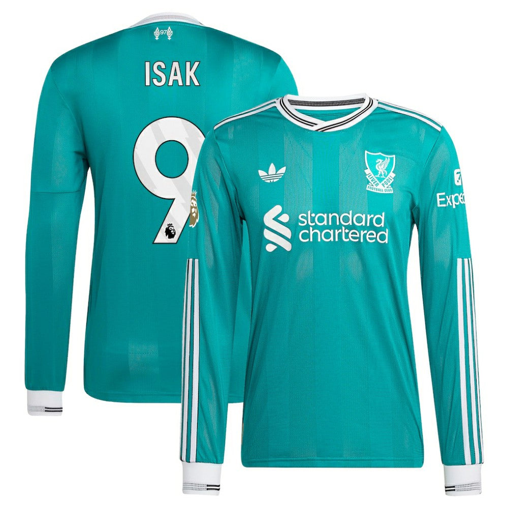 Alexander Isak Liverpool 2025/26 Third Long Sleeve Player Jersey Green - Adidas